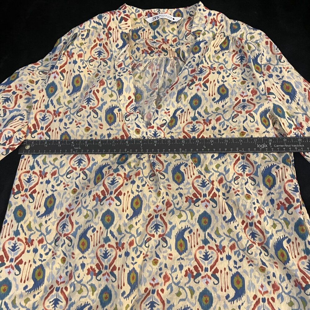 Zara “The Martina Blouse” Boho Ikat Print Top – Size M – Excellent - Picture 5 of 9